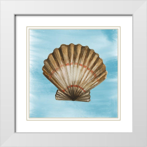Shell 2 White Modern Wood Framed Art Print with Double Matting by Boho Hue Studio
