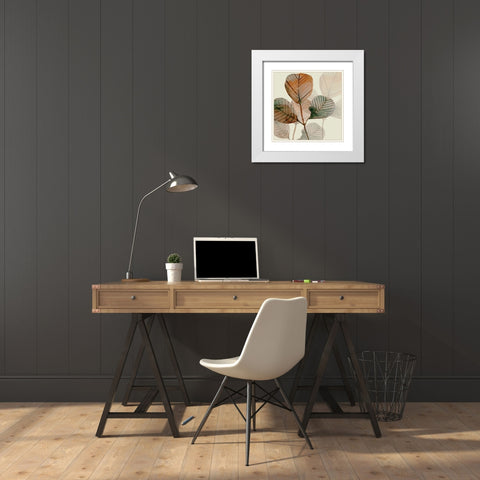 Squared Brown Leaves 2 White Modern Wood Framed Art Print with Double Matting by Boho Hue Studio