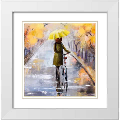 Rainy Day White Modern Wood Framed Art Print with Double Matting by Boho Hue Studio