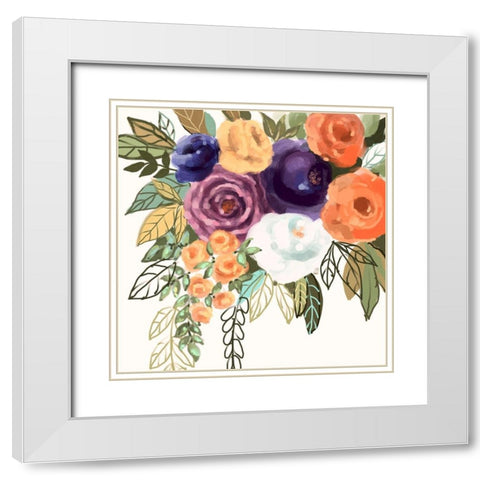 Floral #9 White Modern Wood Framed Art Print with Double Matting by Boho Hue Studio