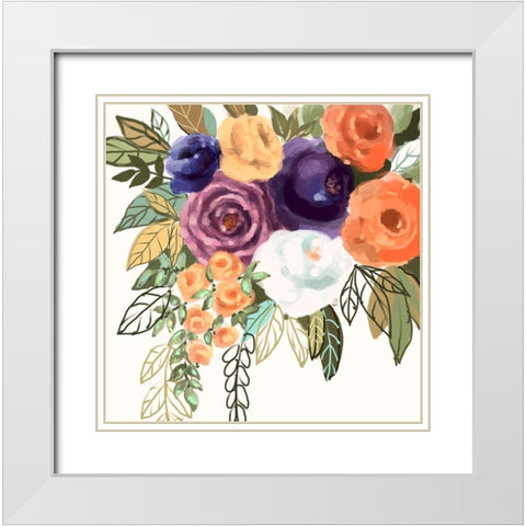 Floral #9 White Modern Wood Framed Art Print with Double Matting by Boho Hue Studio