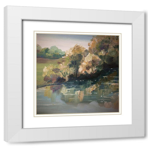 Autumn River White Modern Wood Framed Art Print with Double Matting by Boho Hue Studio