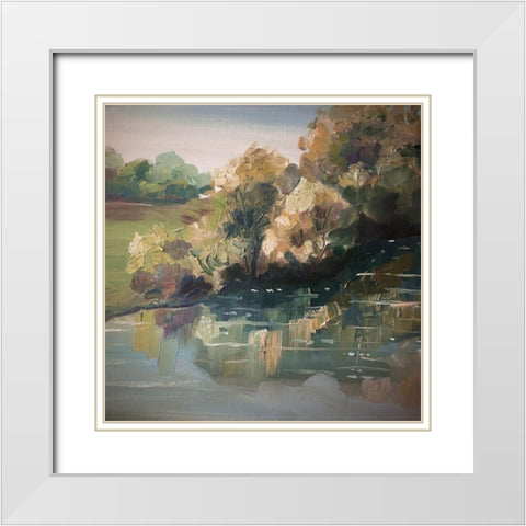 Autumn River White Modern Wood Framed Art Print with Double Matting by Boho Hue Studio