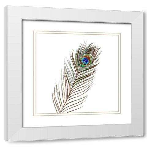 Peacock Single 1 White Modern Wood Framed Art Print with Double Matting by Boho Hue Studio
