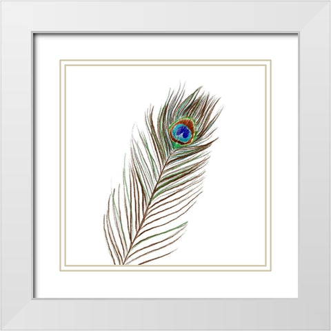 Peacock Single 1 White Modern Wood Framed Art Print with Double Matting by Boho Hue Studio