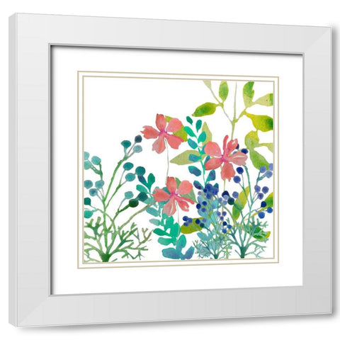 Flowers Square White Modern Wood Framed Art Print with Double Matting by Boho Hue Studio