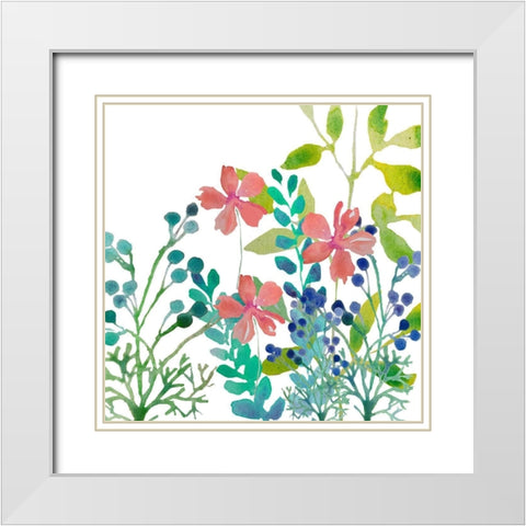 Flowers Square White Modern Wood Framed Art Print with Double Matting by Boho Hue Studio