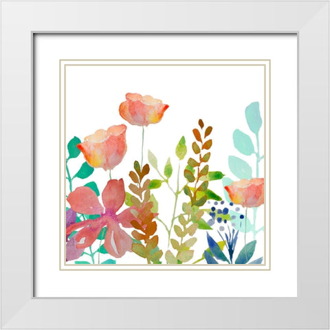 Flowers White Modern Wood Framed Art Print with Double Matting by Boho Hue Studio