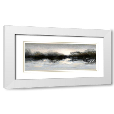 Blue Cast Lake White Modern Wood Framed Art Print with Double Matting by Boho Hue Studio