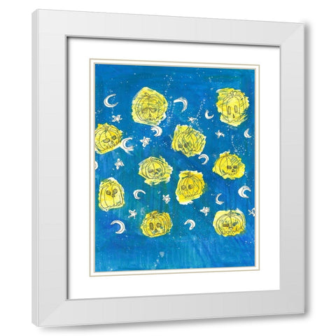 Glowing Pumpkins White Modern Wood Framed Art Print with Double Matting by Bassani, Justine