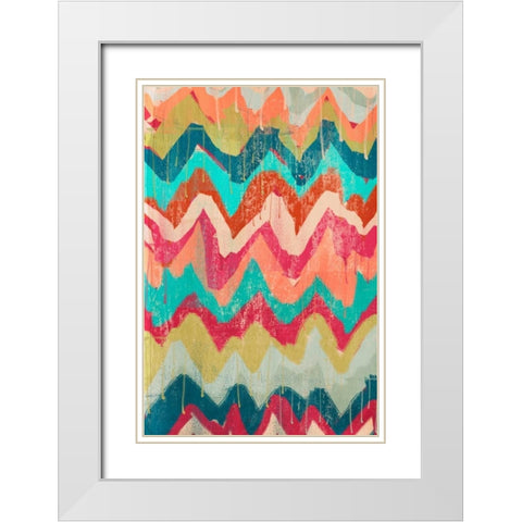 Hot Chevrons 1 White Modern Wood Framed Art Print with Double Matting by Alvarez, Cynthia