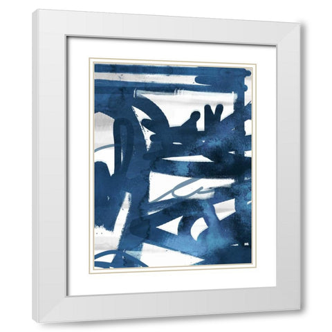 Indigo Graff 1 White Modern Wood Framed Art Print with Double Matting by Alvarez, Cynthia