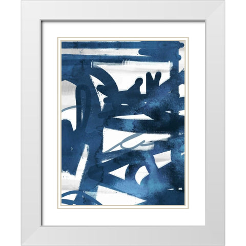 Indigo Graff 1 White Modern Wood Framed Art Print with Double Matting by Alvarez, Cynthia