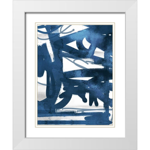 Indigo Graff 2 White Modern Wood Framed Art Print with Double Matting by Alvarez, Cynthia