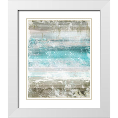 Aqua Space 2 White Modern Wood Framed Art Print with Double Matting by Alvarez, Cynthia