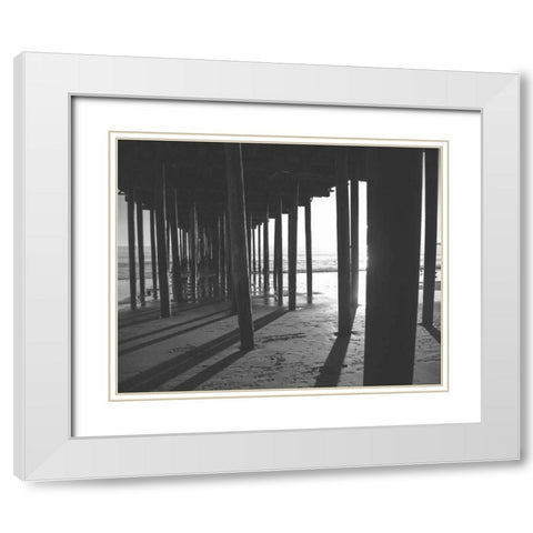 Under The Pier black and White White Modern Wood Framed Art Print with Double Matting by Alvarez, Cynthia