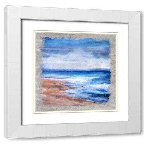 Waves Layered White Modern Wood Framed Art Print with Double Matting by Alvarez, Cynthia