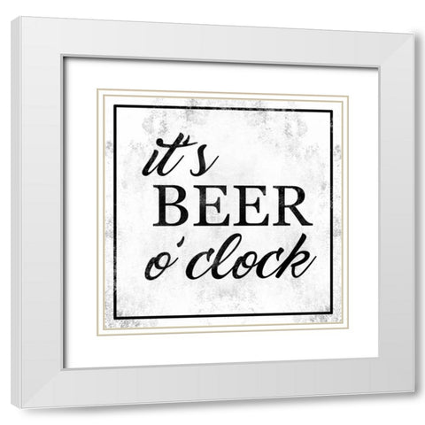 Beer O Clock White Modern Wood Framed Art Print with Double Matting by Alvarez, Cynthia