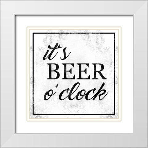Beer O Clock White Modern Wood Framed Art Print with Double Matting by Alvarez, Cynthia