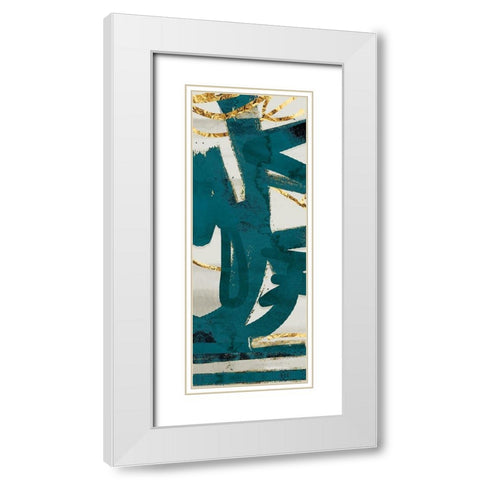 Teal and Flare C White Modern Wood Framed Art Print with Double Matting by Alvarez, Cynthia