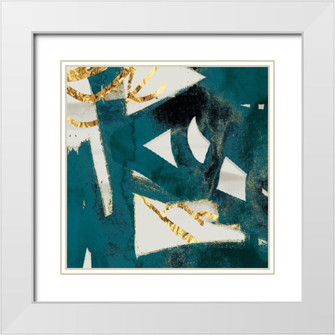 Teal and Flare Square C White Modern Wood Framed Art Print with Double Matting by Alvarez, Cynthia