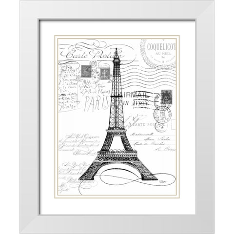 Eco Vintage Paris 1 White Modern Wood Framed Art Print with Double Matting by Stevens, Carole