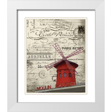 Eco Vintage Paris 2 White Modern Wood Framed Art Print with Double Matting by Stevens, Carole