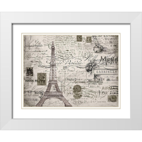 Eco Vintage Paris V2 White Modern Wood Framed Art Print with Double Matting by Stevens, Carole