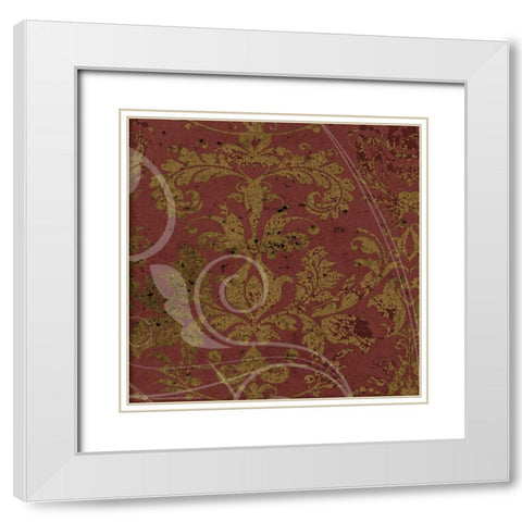 Brandy Wine Damask White Modern Wood Framed Art Print with Double Matting by Stevens, Carole