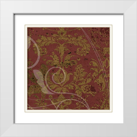 Brandy Wine Damask White Modern Wood Framed Art Print with Double Matting by Stevens, Carole