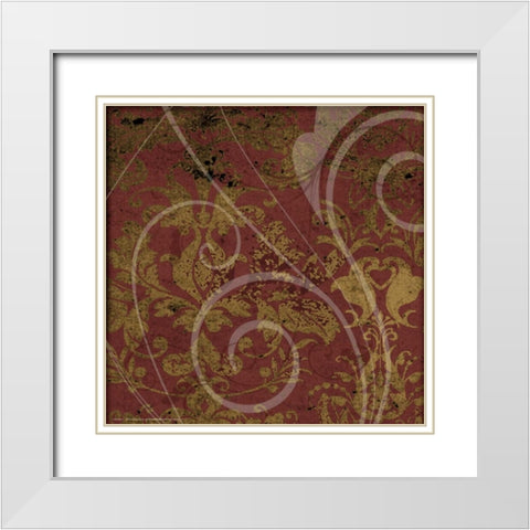 Brandy Wine Scroll White Modern Wood Framed Art Print with Double Matting by Stevens, Carole
