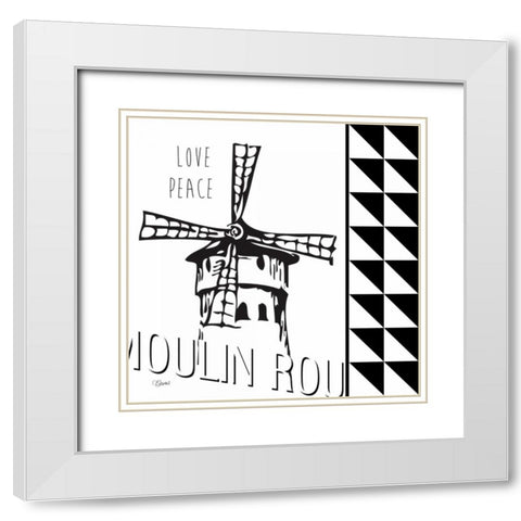 Love Peace White Modern Wood Framed Art Print with Double Matting by Stevens, Carole