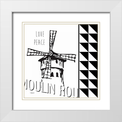 Love Peace White Modern Wood Framed Art Print with Double Matting by Stevens, Carole