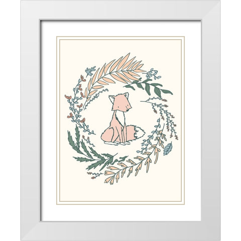 Fox Laurels White Modern Wood Framed Art Print with Double Matting by Sweet Melody Designs