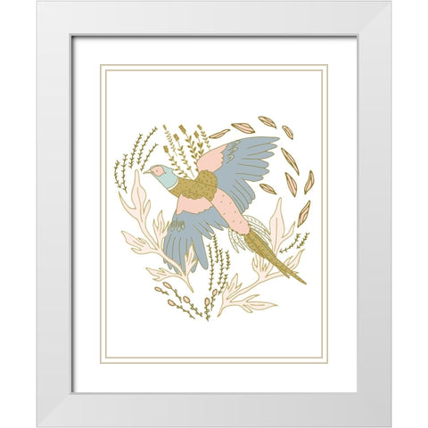 Pheasant Flushed White Modern Wood Framed Art Print with Double Matting by Sweet Melody Designs