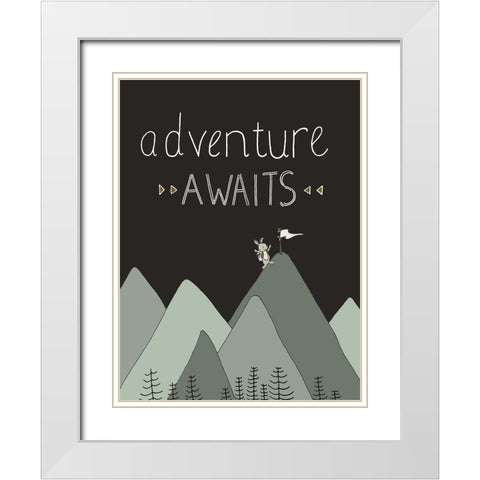 Bunny Adventure Awaits White Modern Wood Framed Art Print with Double Matting by Sweet Melody Designs