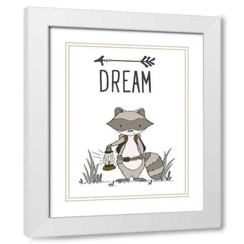 Raccoon Dream White Modern Wood Framed Art Print with Double Matting by Sweet Melody Designs