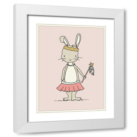 Bunny Princess White Modern Wood Framed Art Print with Double Matting by Sweet Melody Designs