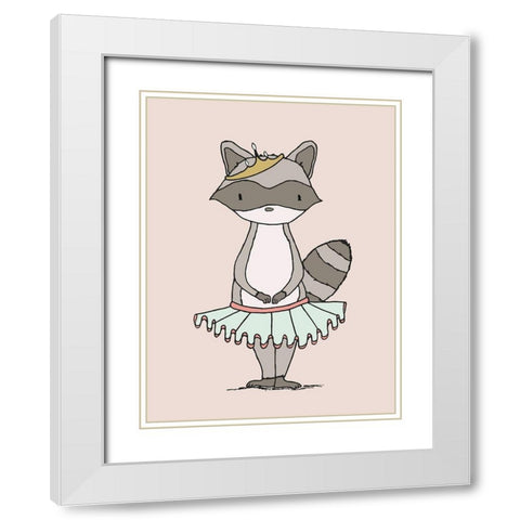 Raccoon Princess White Modern Wood Framed Art Print with Double Matting by Sweet Melody Designs