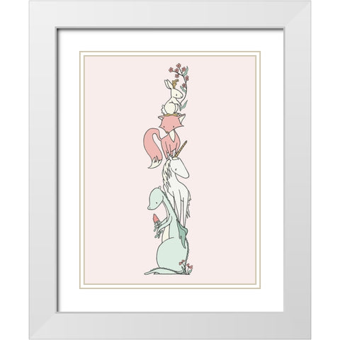 Enchanted Creatures Stack White Modern Wood Framed Art Print with Double Matting by Sweet Melody Designs