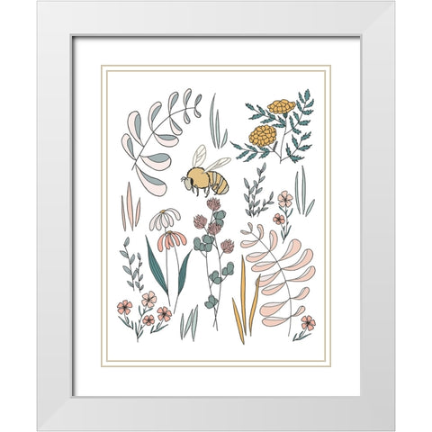 Bee Pollinator White Modern Wood Framed Art Print with Double Matting by Sweet Melody Designs