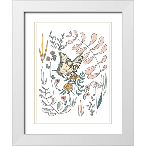 Butterfly PollinatorButterfly Pollinator White Modern Wood Framed Art Print with Double Matting by Sweet Melody Designs