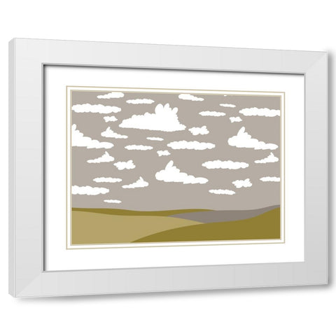 Cloudscape 1 White Modern Wood Framed Art Print with Double Matting by Sweet Melody Designs