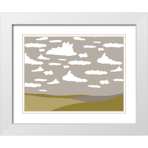 Cloudscape 1 White Modern Wood Framed Art Print with Double Matting by Sweet Melody Designs