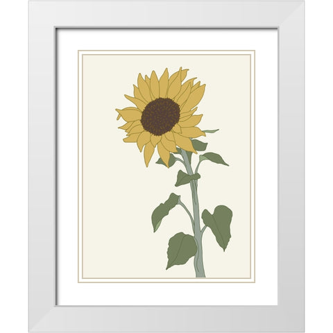 Sunflower 2 White Modern Wood Framed Art Print with Double Matting by Sweet Melody Designs