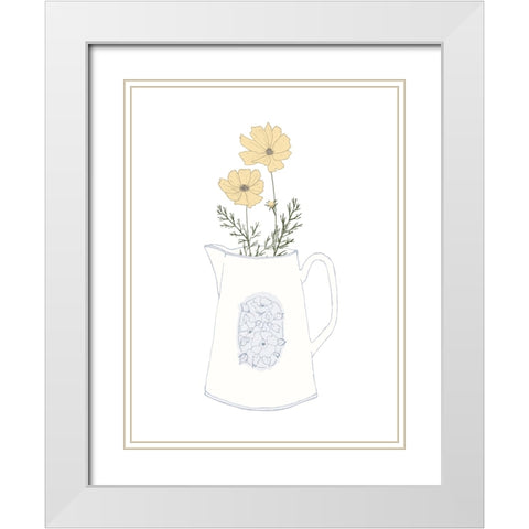 Flower Pitcher White Modern Wood Framed Art Print with Double Matting by Sweet Melody Designs