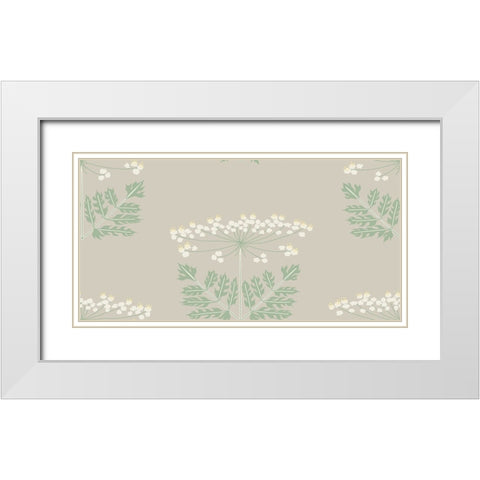 Queen Annes Lace Block Pattern White Modern Wood Framed Art Print with Double Matting by Sweet Melody Designs