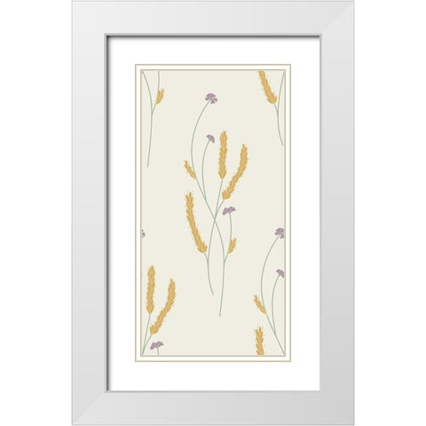 Wildflowers Block Pattern White Modern Wood Framed Art Print with Double Matting by Sweet Melody Designs