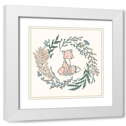 Fox Laurels White Modern Wood Framed Art Print with Double Matting by Sweet Melody Designs