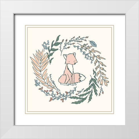 Fox Laurels White Modern Wood Framed Art Print with Double Matting by Sweet Melody Designs